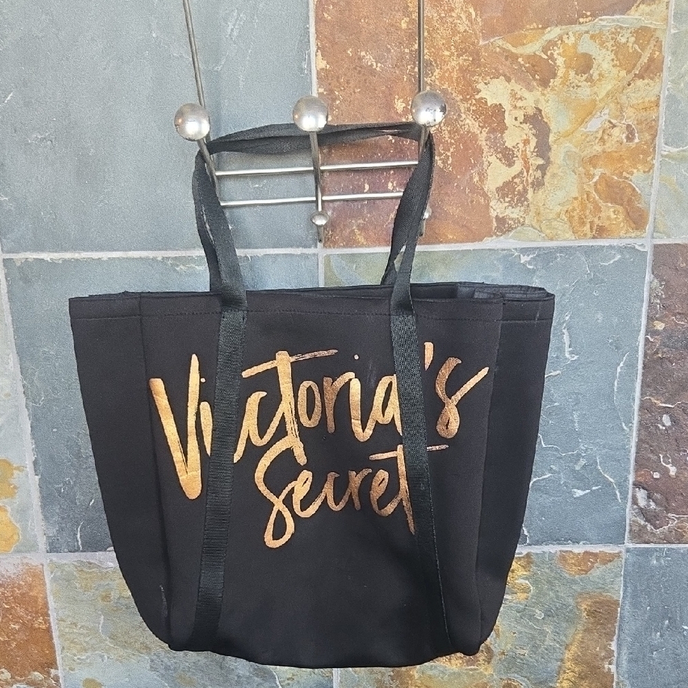 Victoria's Secret Black Tote with Gold Script
